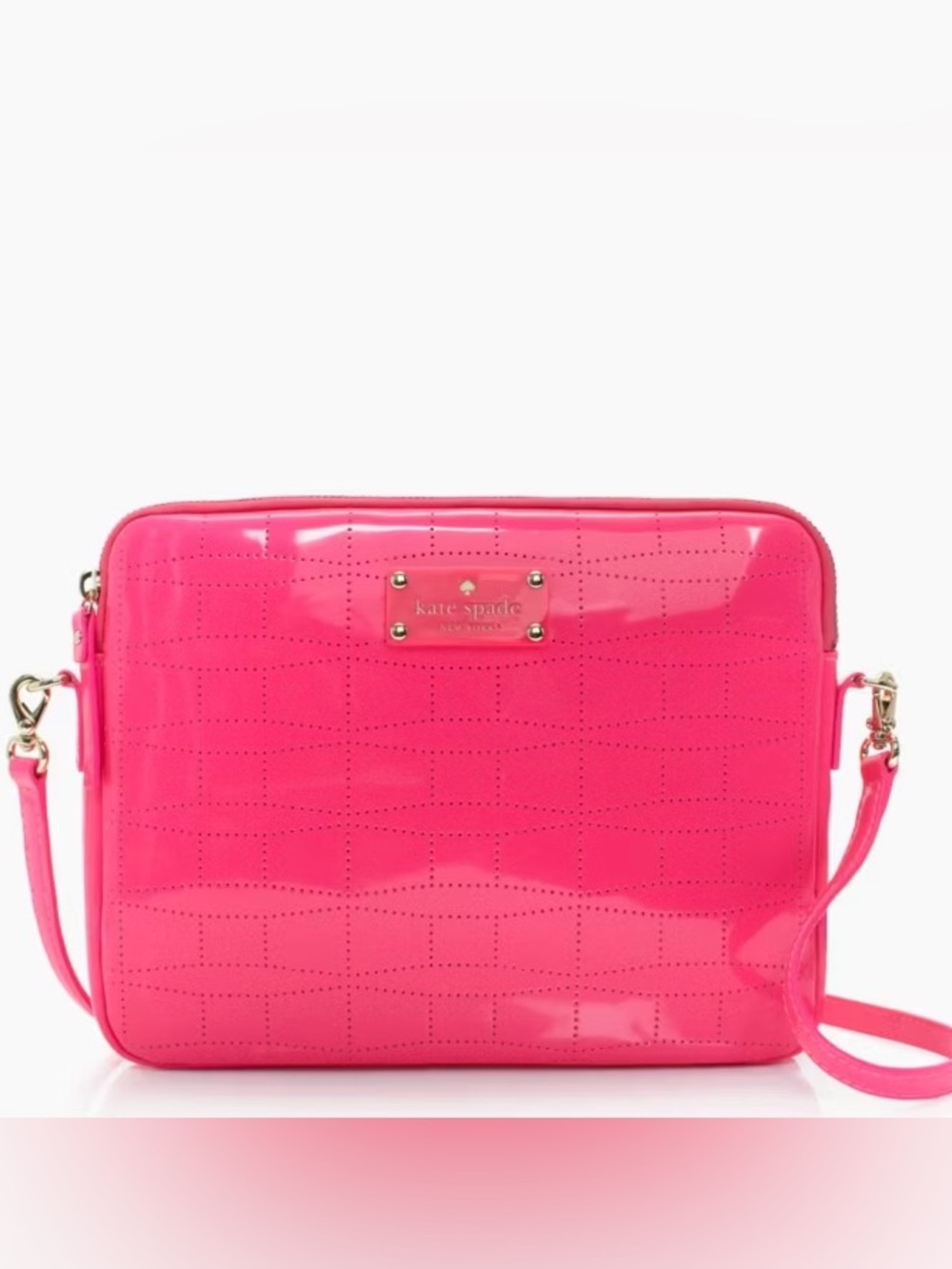 Signature Spade Punched Bryce Zip Around iPad Case in Zinnia Pink